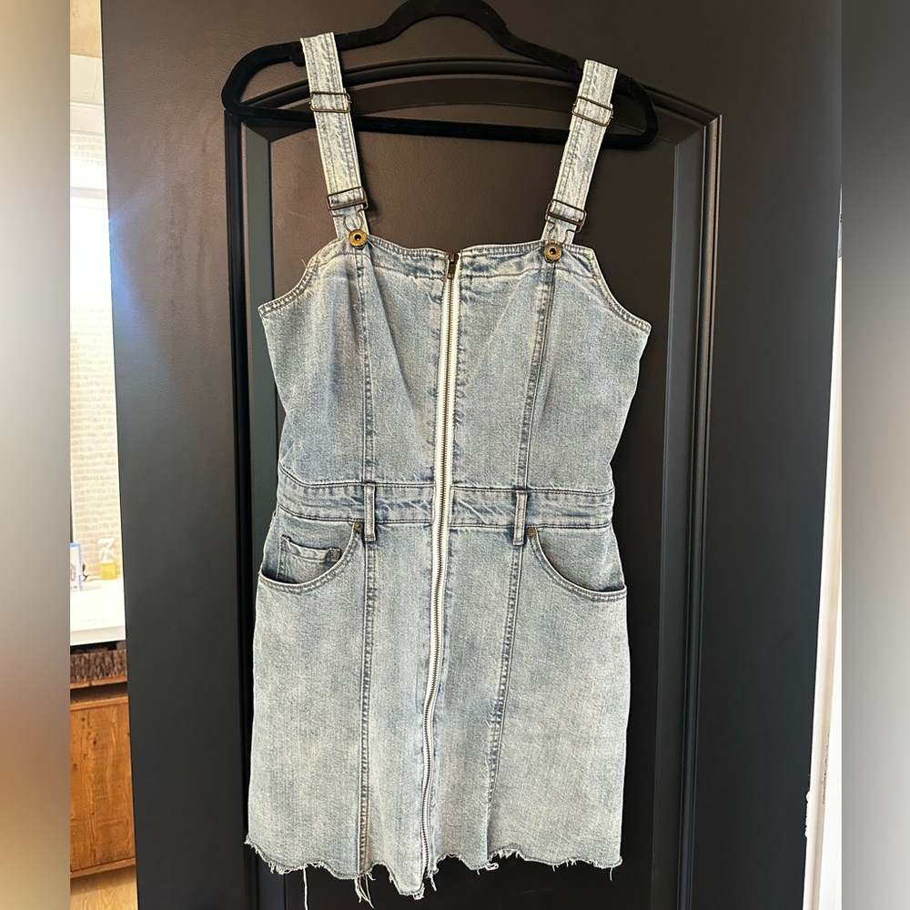 Pistola Nina Zip-Front Denim Jumper Dress